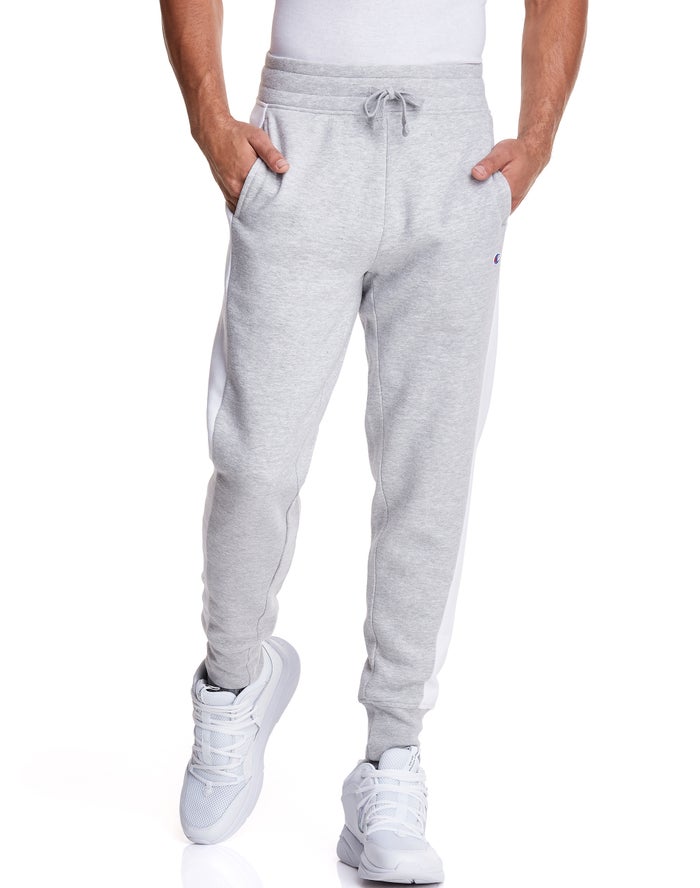 Champion Colorblock Stripe Fleece Joggingbroek Heren - Grijs - Belgie 8019SYRIX